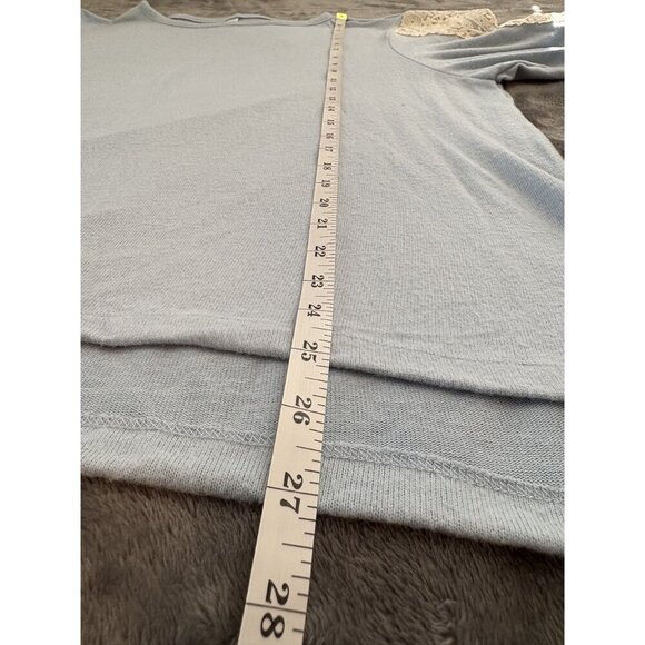 Flora Nikrooz Women's Lace Sleeve Lounge Sweater XL Light Blue Loungewear Sleep - Picture 8 of 8